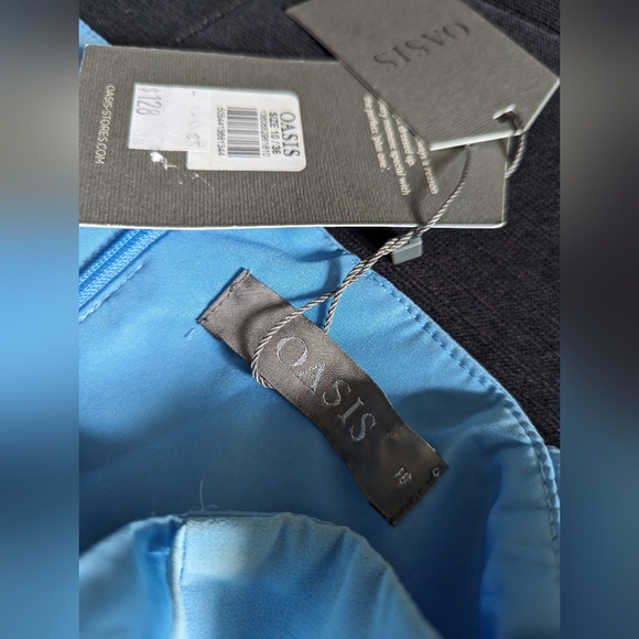 💙 OASIS 💙 Light Blue Cross Halter Formal Dress - NWT - Picture 4 of 7